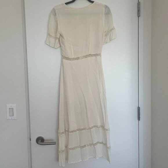 Reformation Woodson Lace Inset Button Front Midi Dress in Ivory - Picture 8 of 8